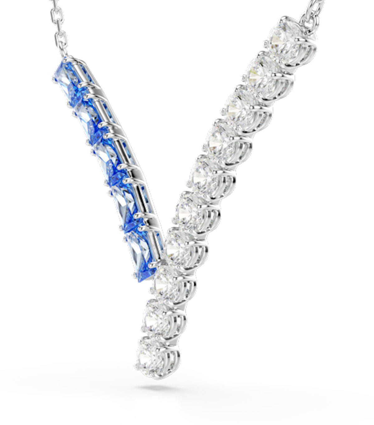 Matrix Pendant Mixed Cuts Rhodium Plated Blue