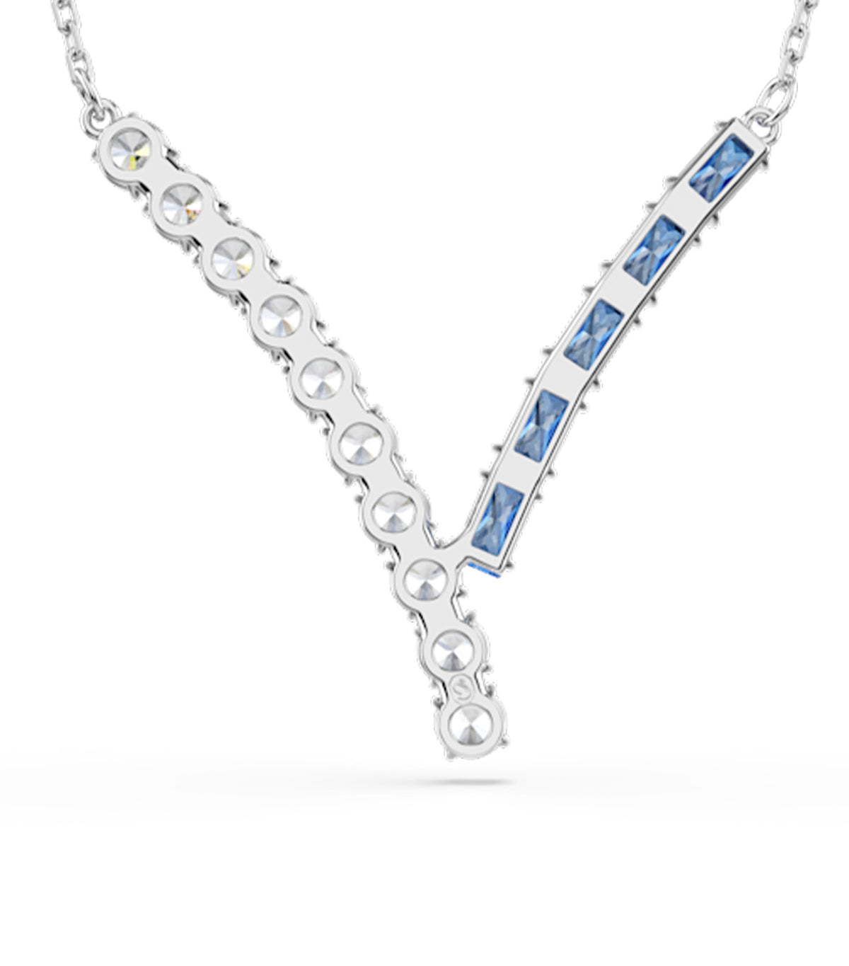Matrix Pendant Mixed Cuts Rhodium Plated Blue