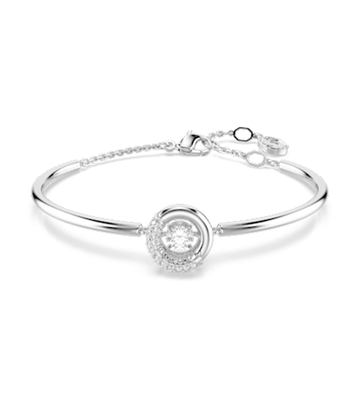 Dextera Bangle Round Cut Rhodium Plated White