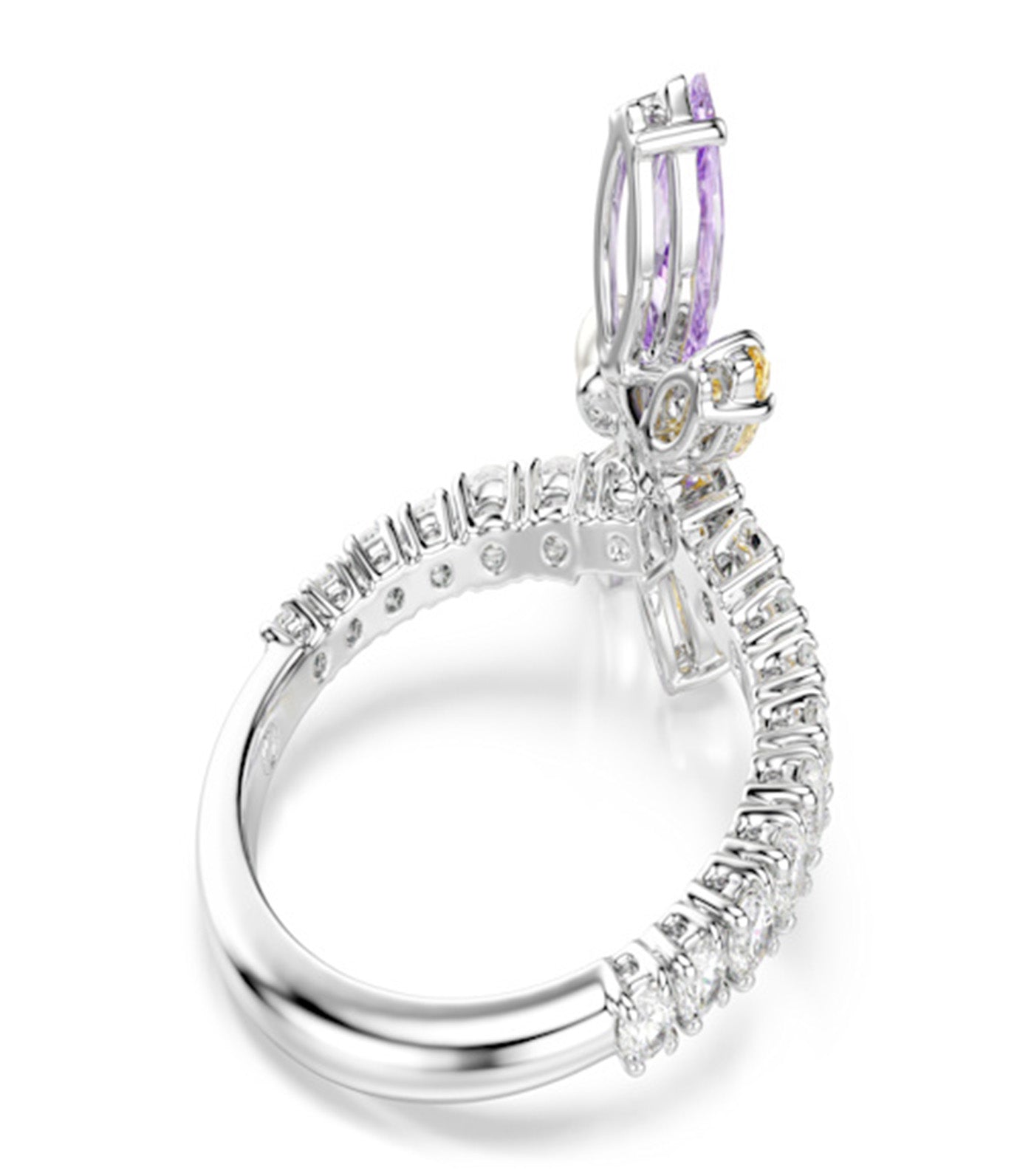 Ariana Grande x Swarovski Motif Ring Mixed Cuts, Dragonfly, Rhodium-Plated Multicolor