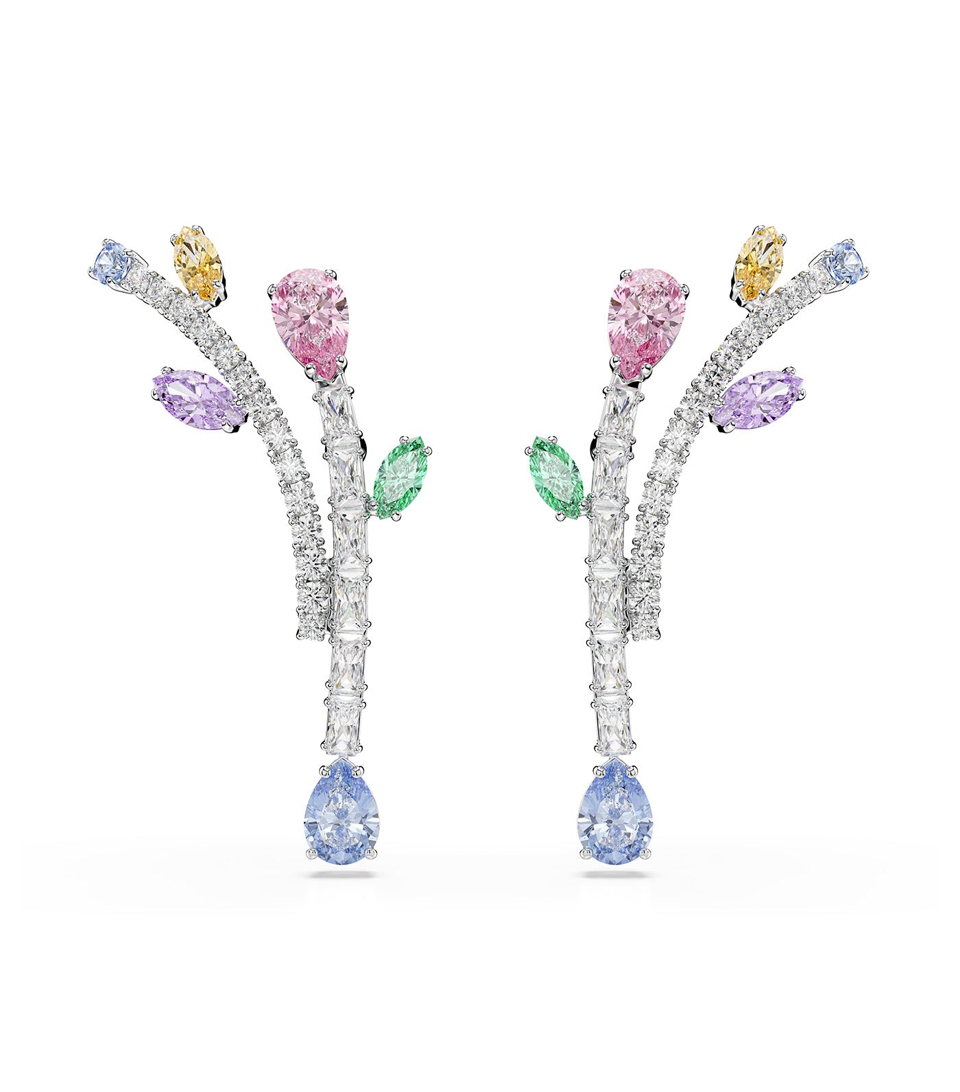 Ariana Grande x Swarovski Drop Earrings Mixed Cuts, Rhodium Plated, Multicolor
