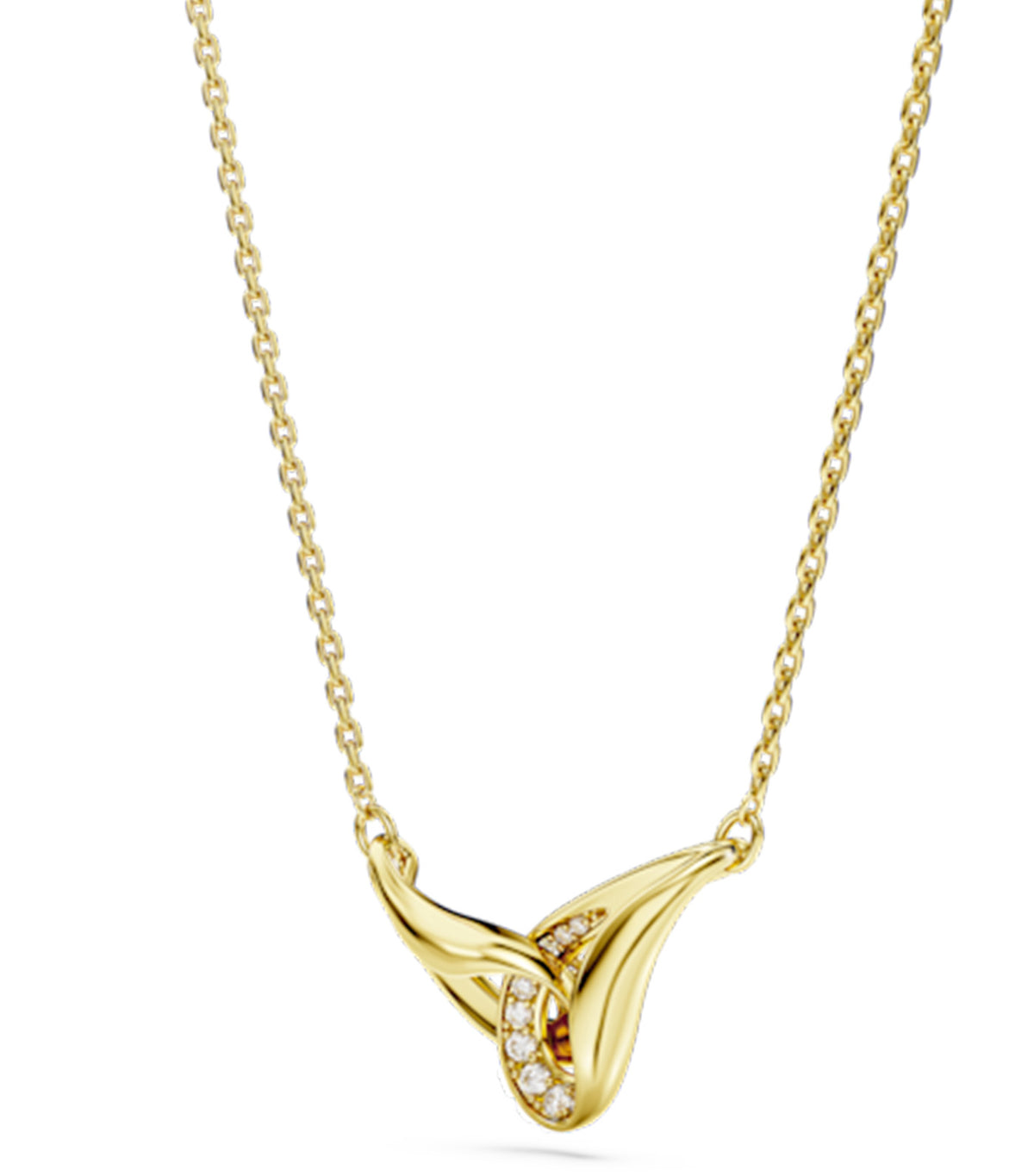 Swarovski Classica Pendant Round Cut Interlocking Sterling Silver 18K Gold Finish White