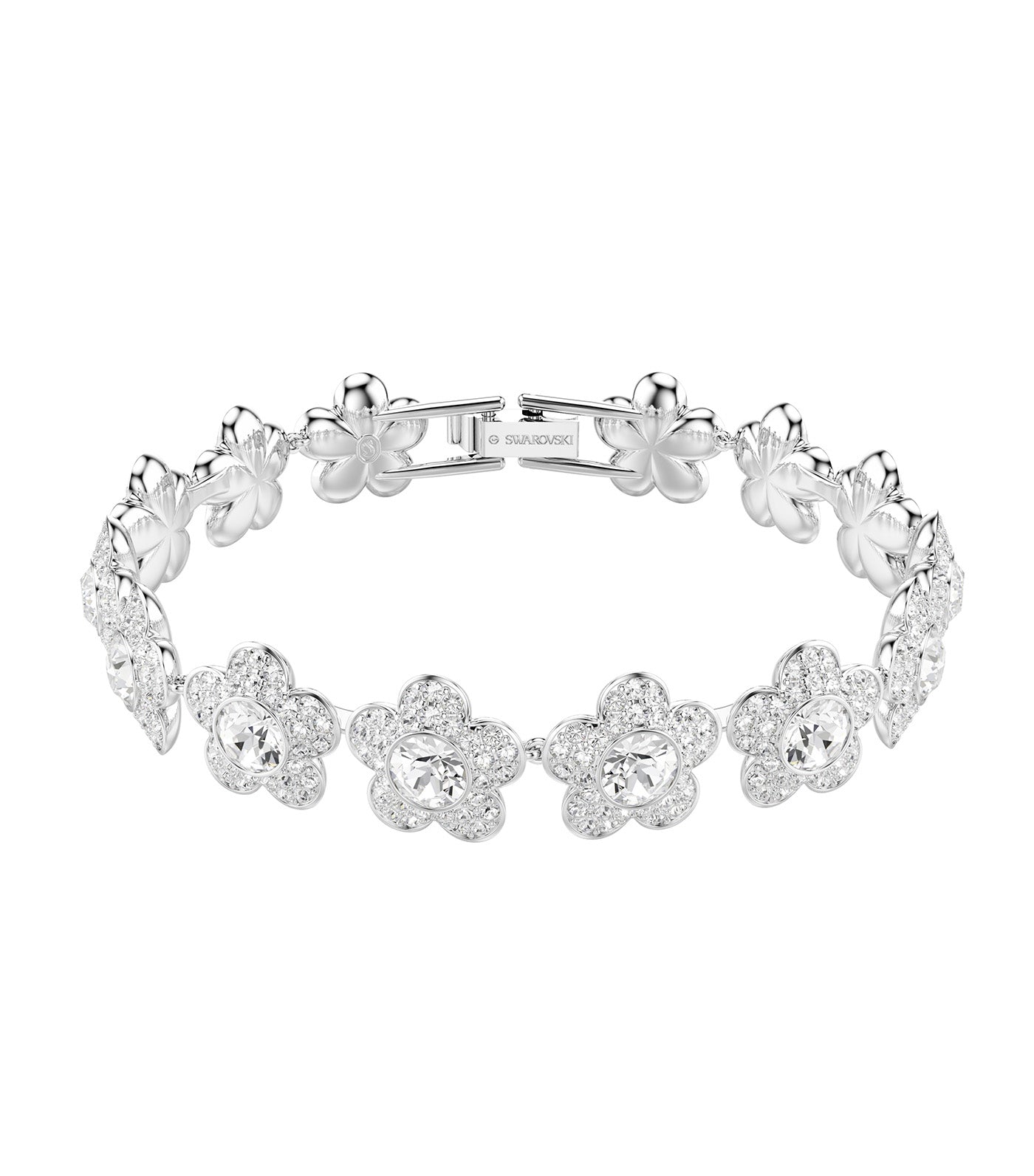 Ariana Grande x Swarovski Bracelet Round Cut, Flower, Rhodium Plated, White