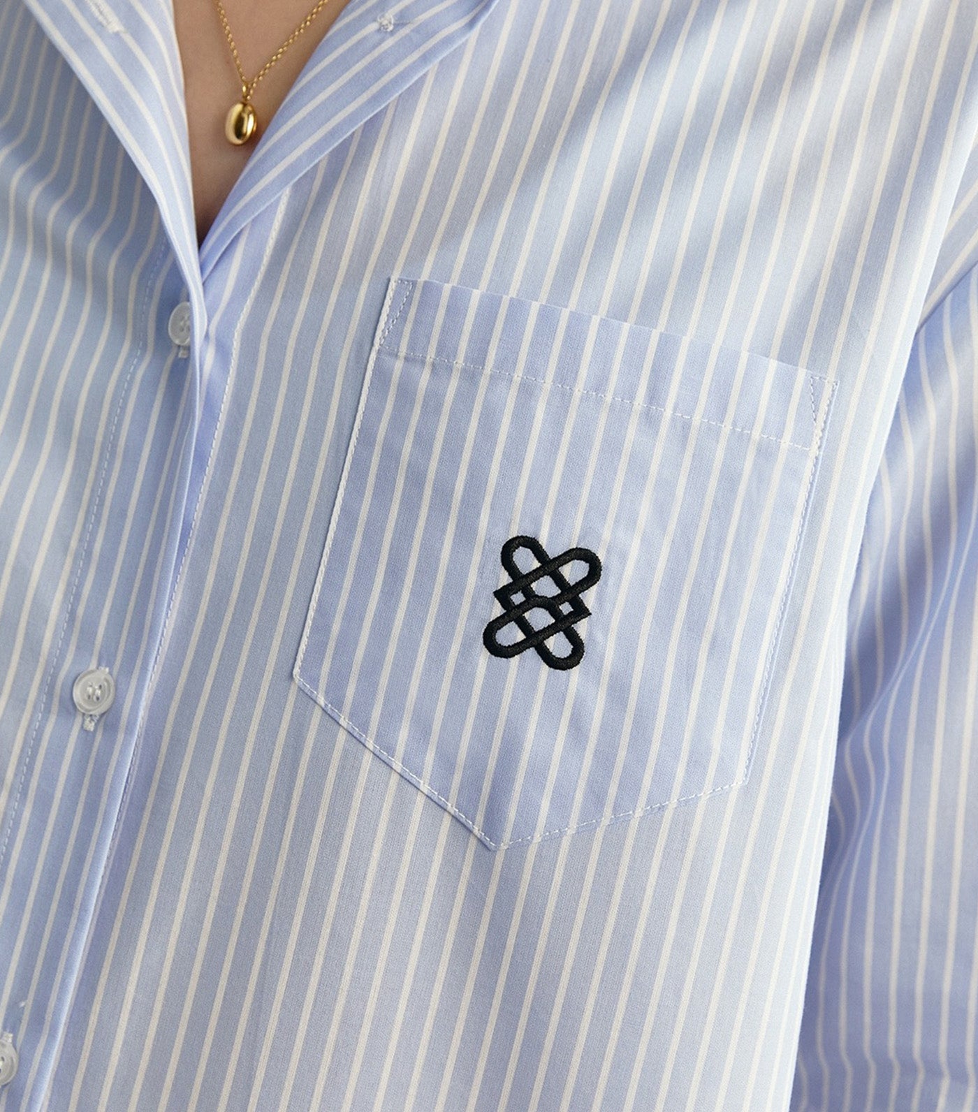 Collared Stripes Shirt Light Blue