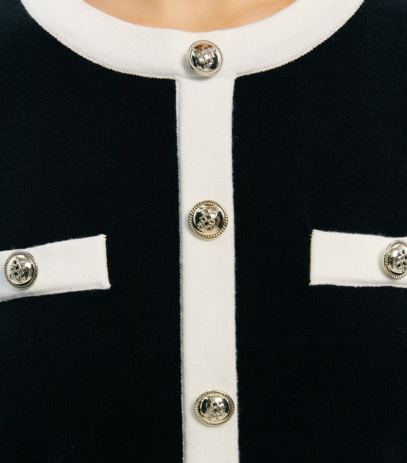 Pomelo Sleeveless Top with Pomelo Logo Button Black/White