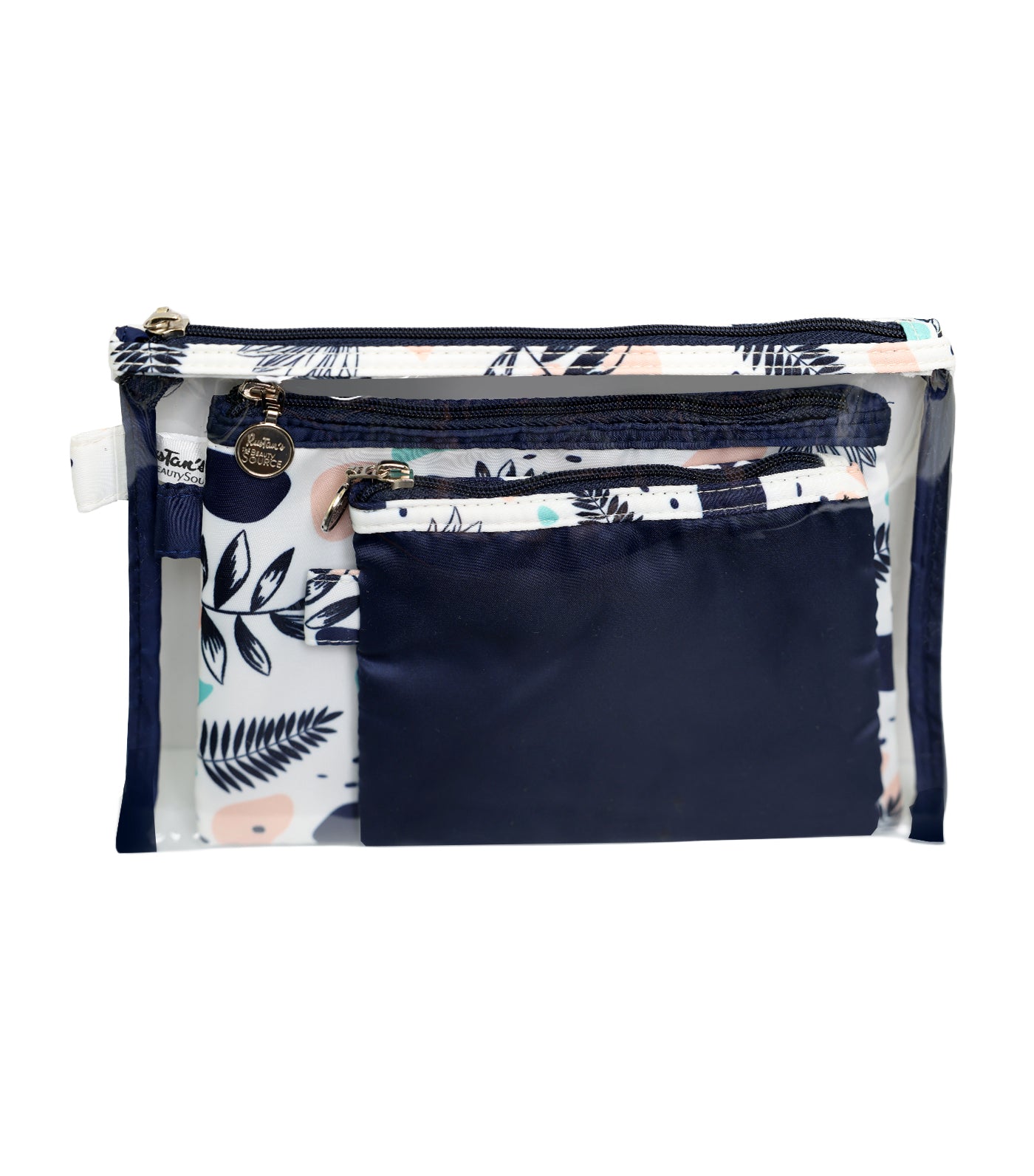 3-Piece Flat Purse - White Navy