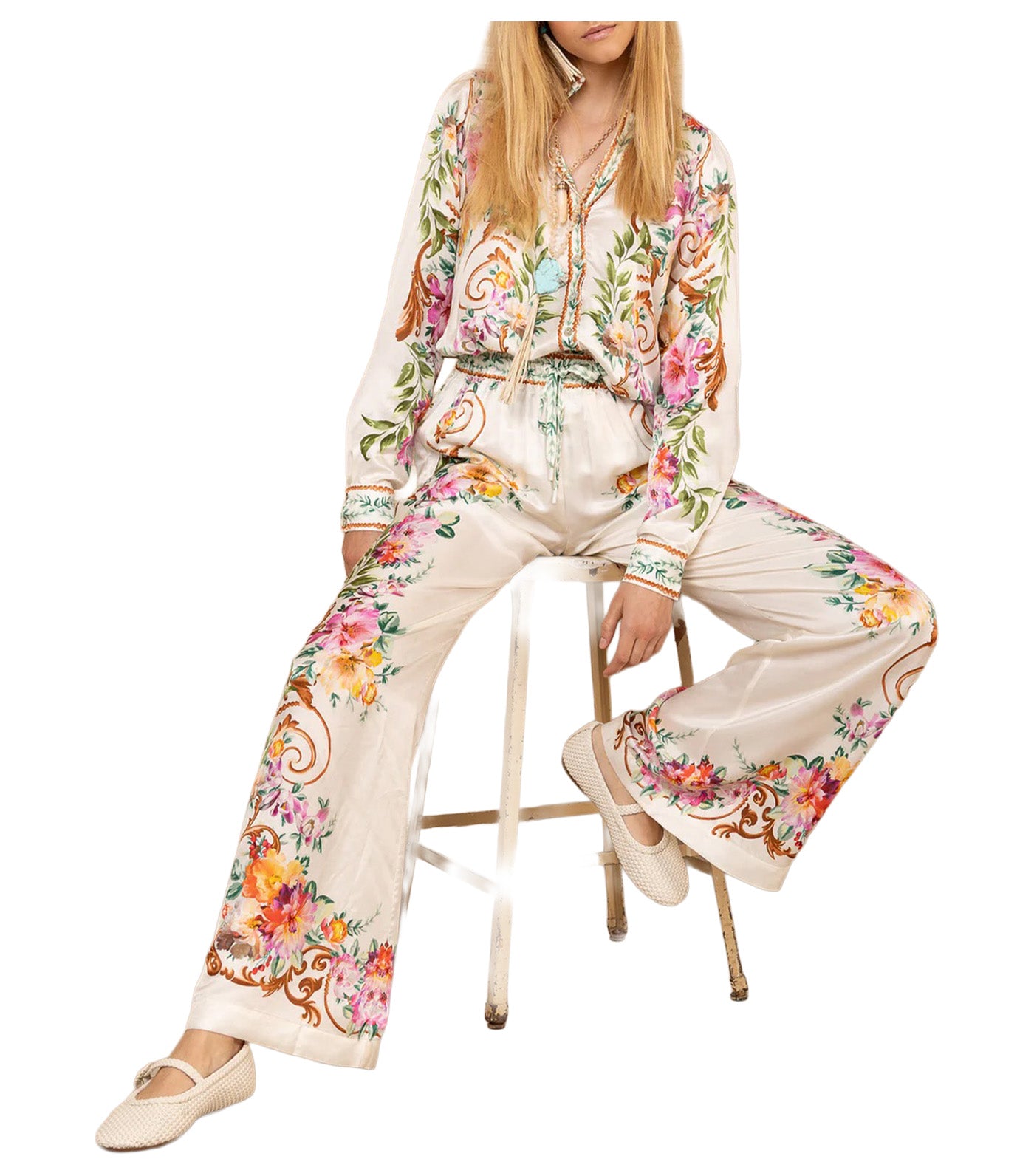 Khalani Charmeuse Top Ivory
