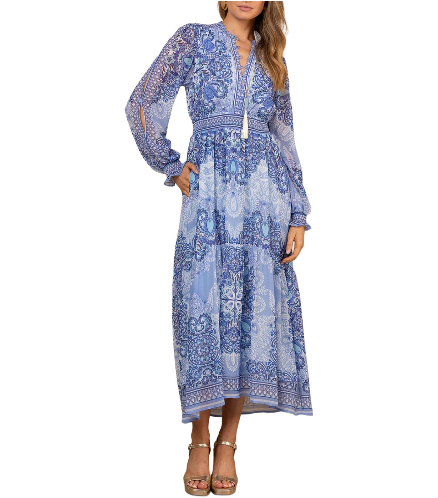 Eleanora Chiffon Maxi Dress Blue