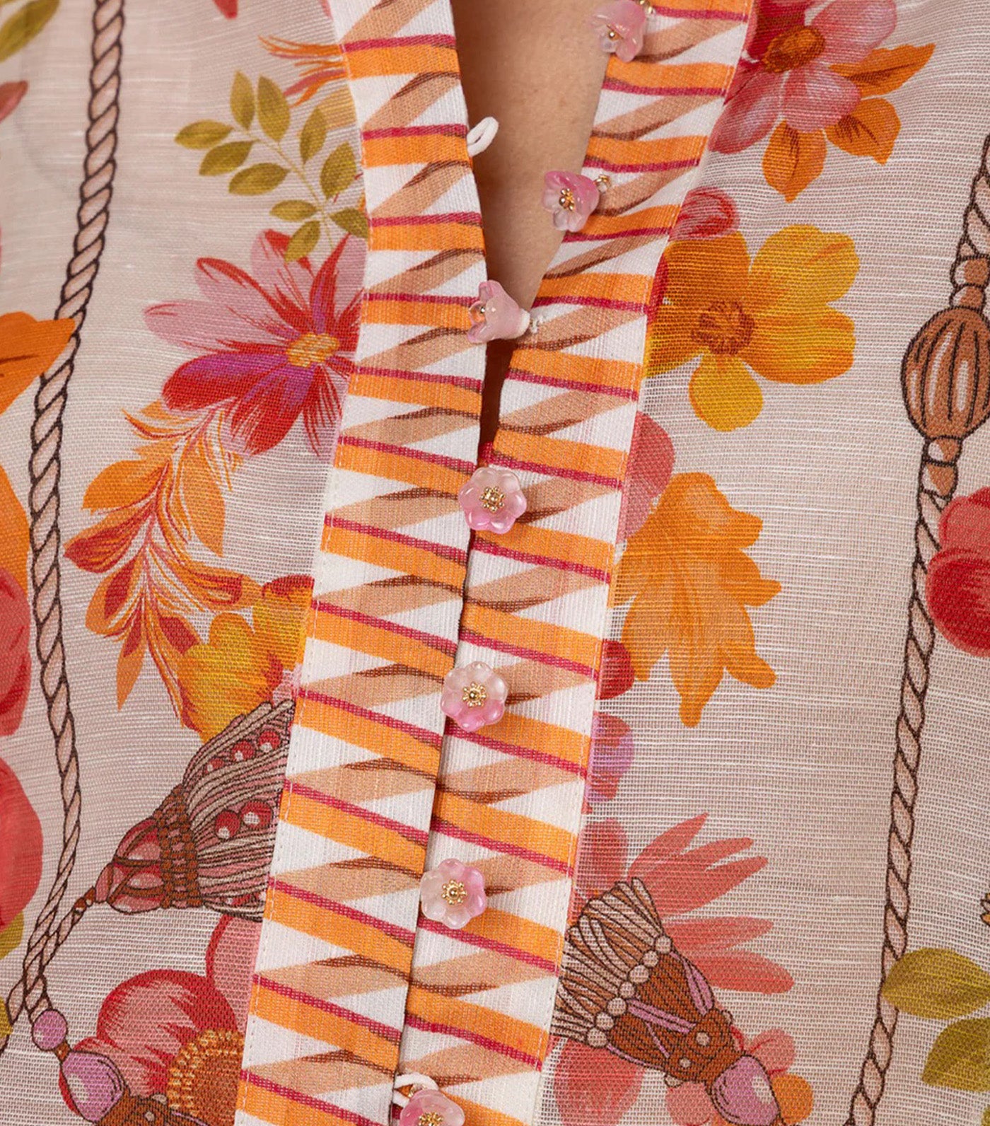 Zola Linen Organza Top Coral