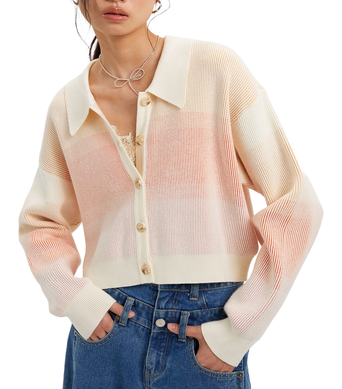 Gradient Knit Cardigan Multi color
