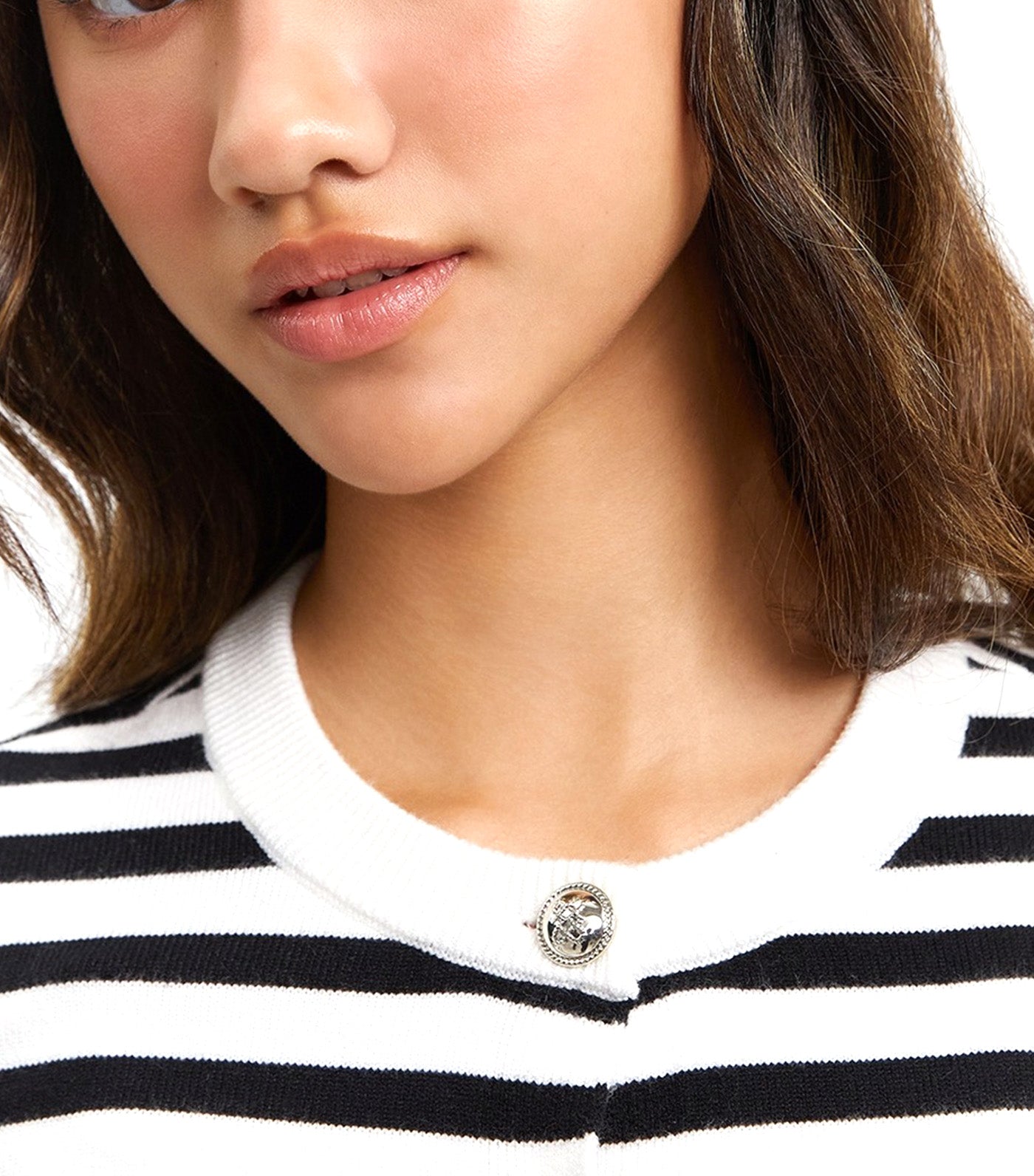 Stripe Knit Cardigan Black/White