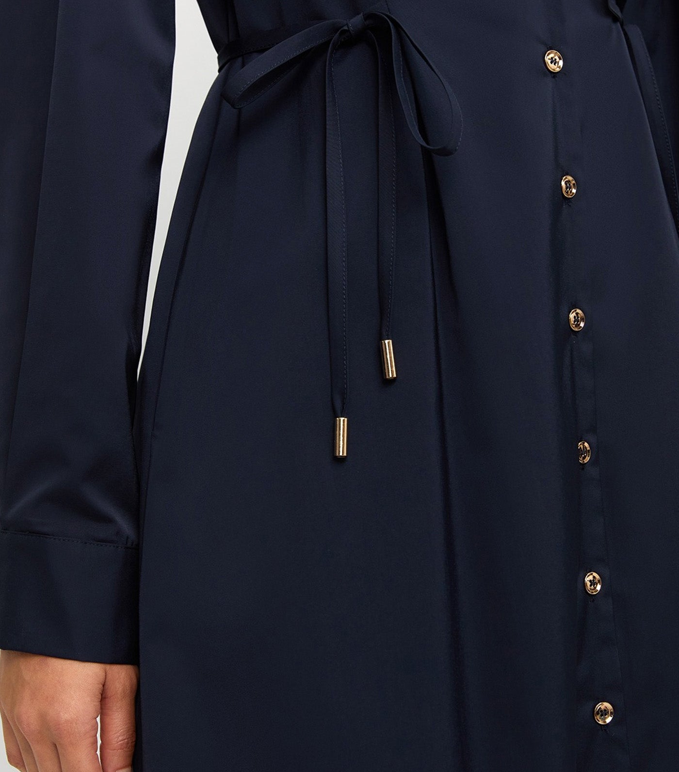 Side Bow Long Sleeve Dress Navy