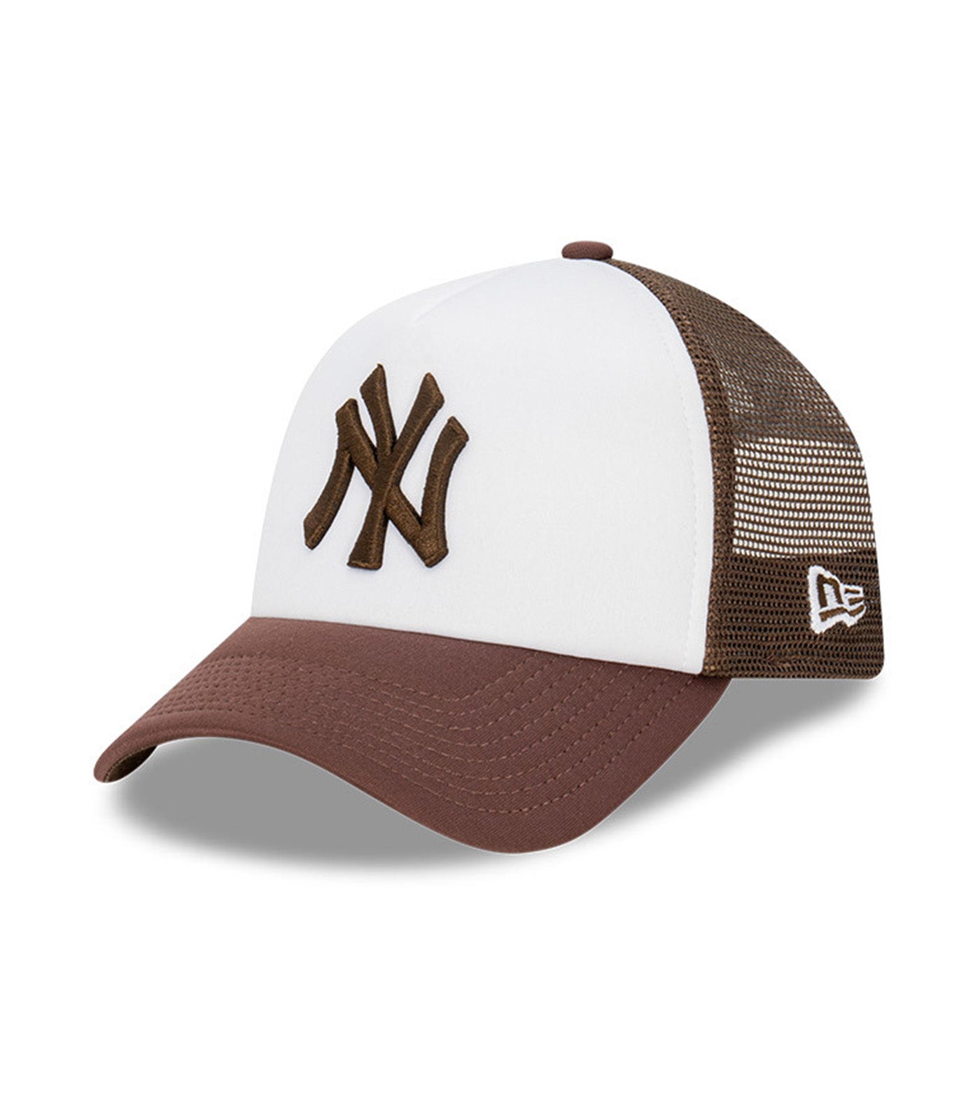 New York Yankees 9FORTY A-Frame Trucker Cap White/Walnut