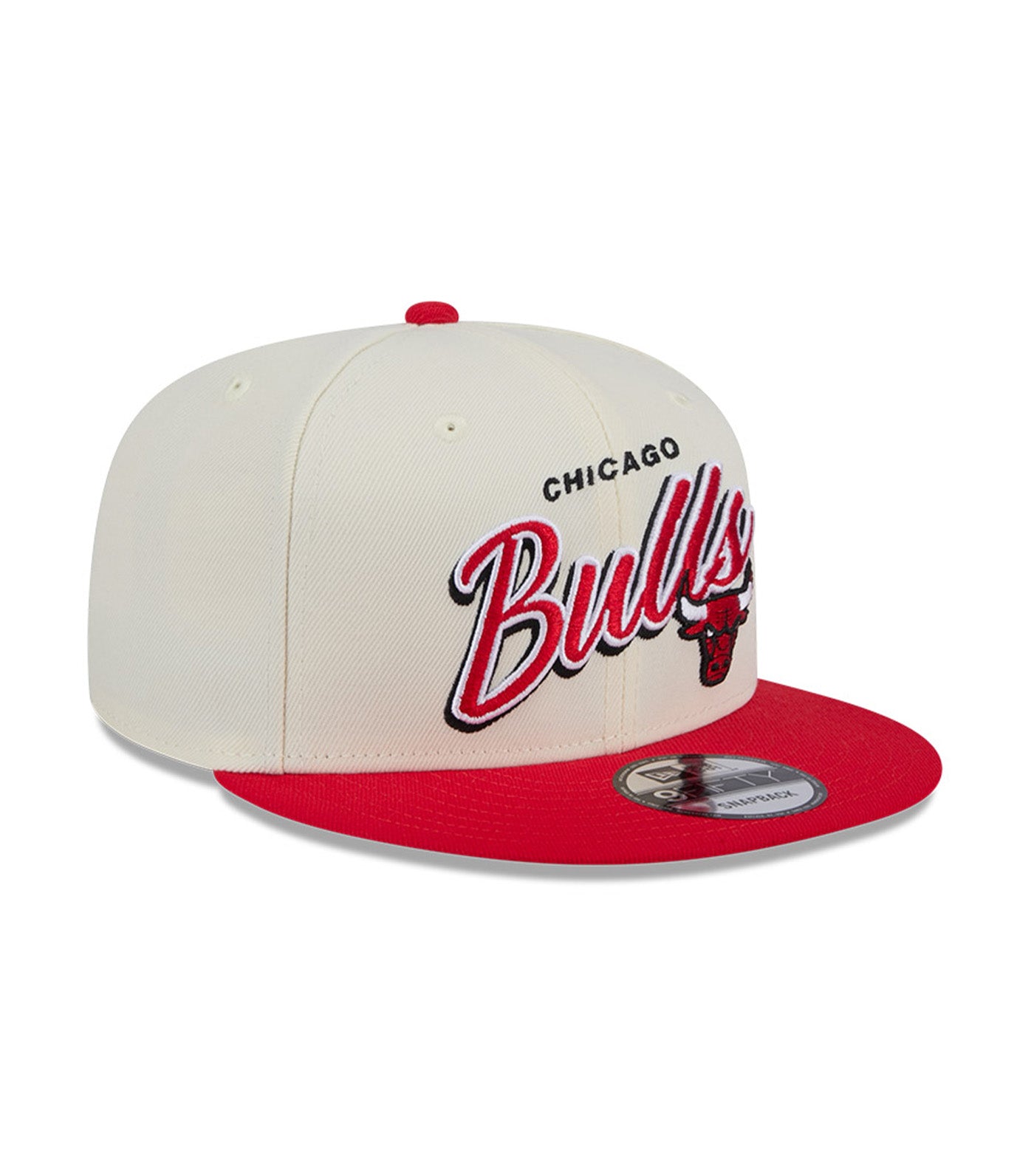 9FIFTY Chicago Bulls Script NBA Snapback Cap Chrome White