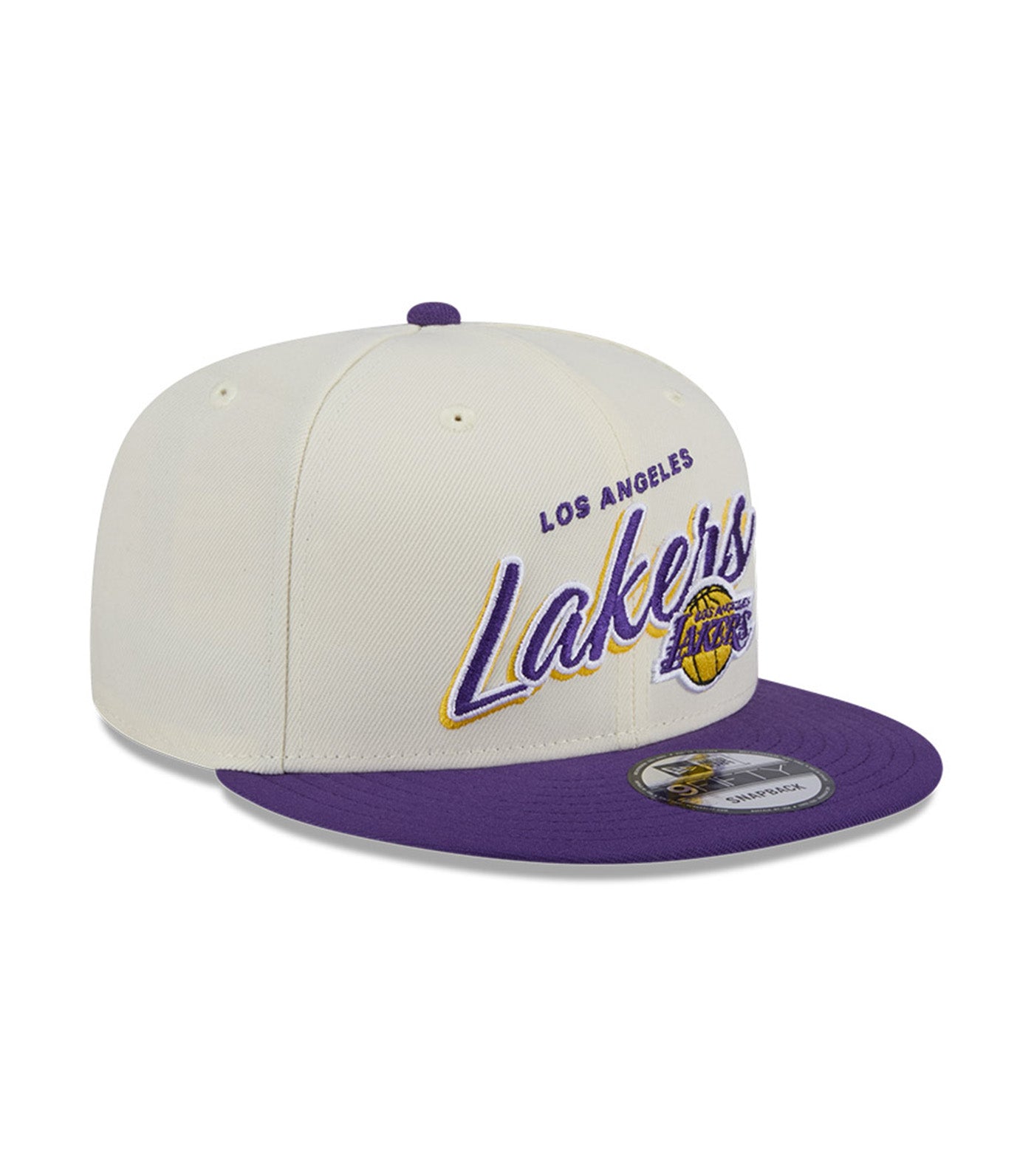 9FIFTY Los Angeles Lakers Script NBA Snapback Cap Chrome White