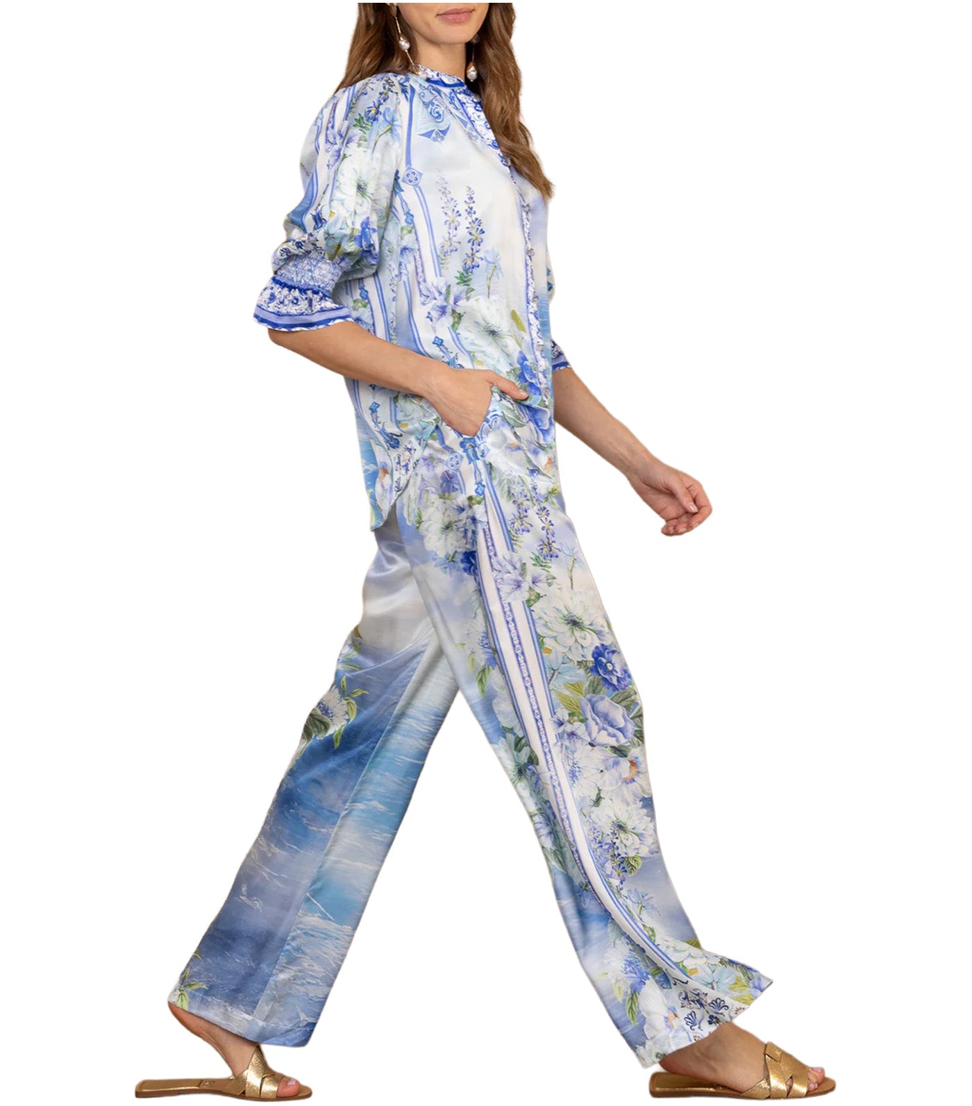 Cybele Silk Charmeuse Top Blue