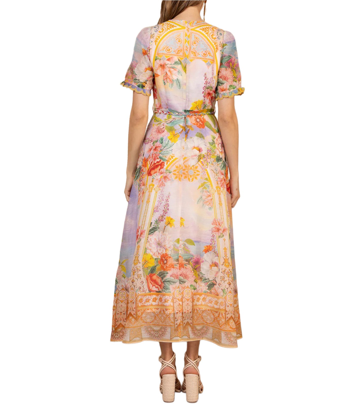 Cyrilla Linen Organza Maxi Dress Gold