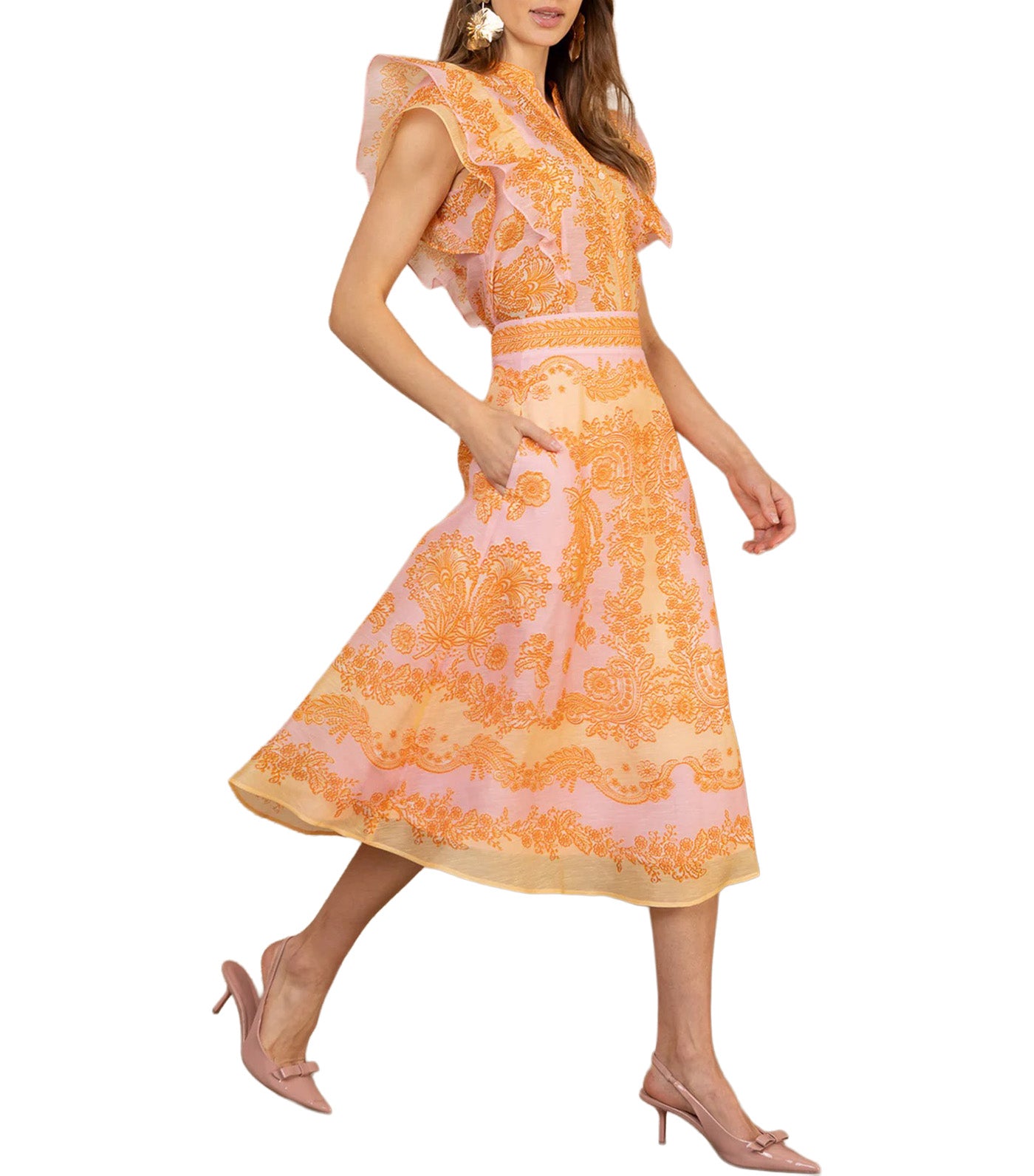 Hale Bob Winslow Linen Organza Skirt Pink