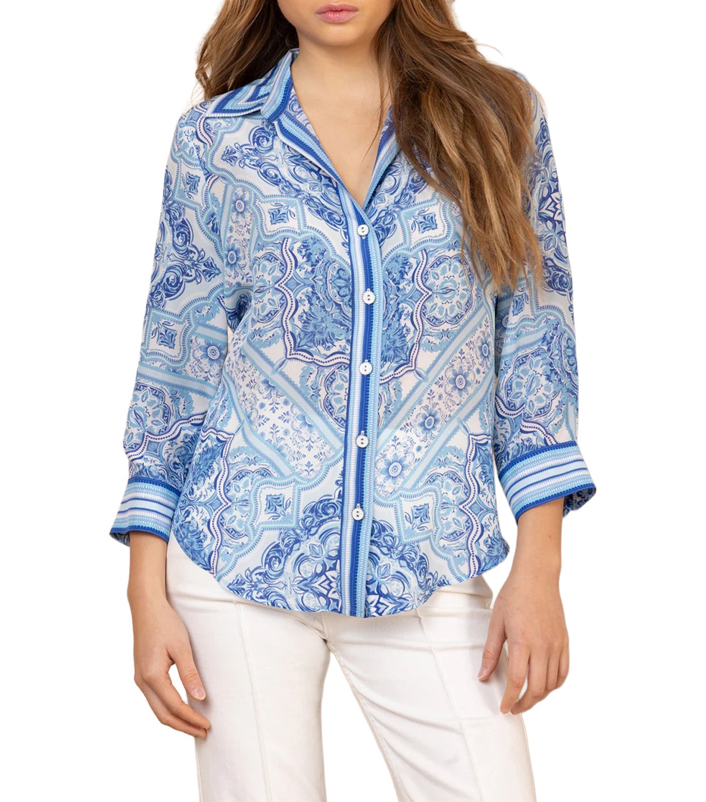 Hale Bob Fianna Silk Top Blue