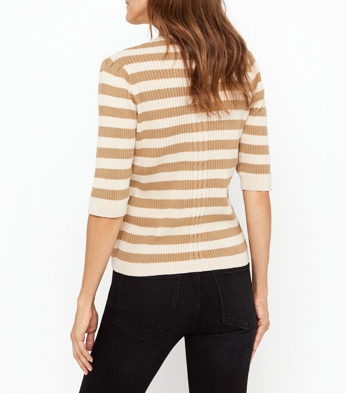 Ribbed Knit Jumper Beige