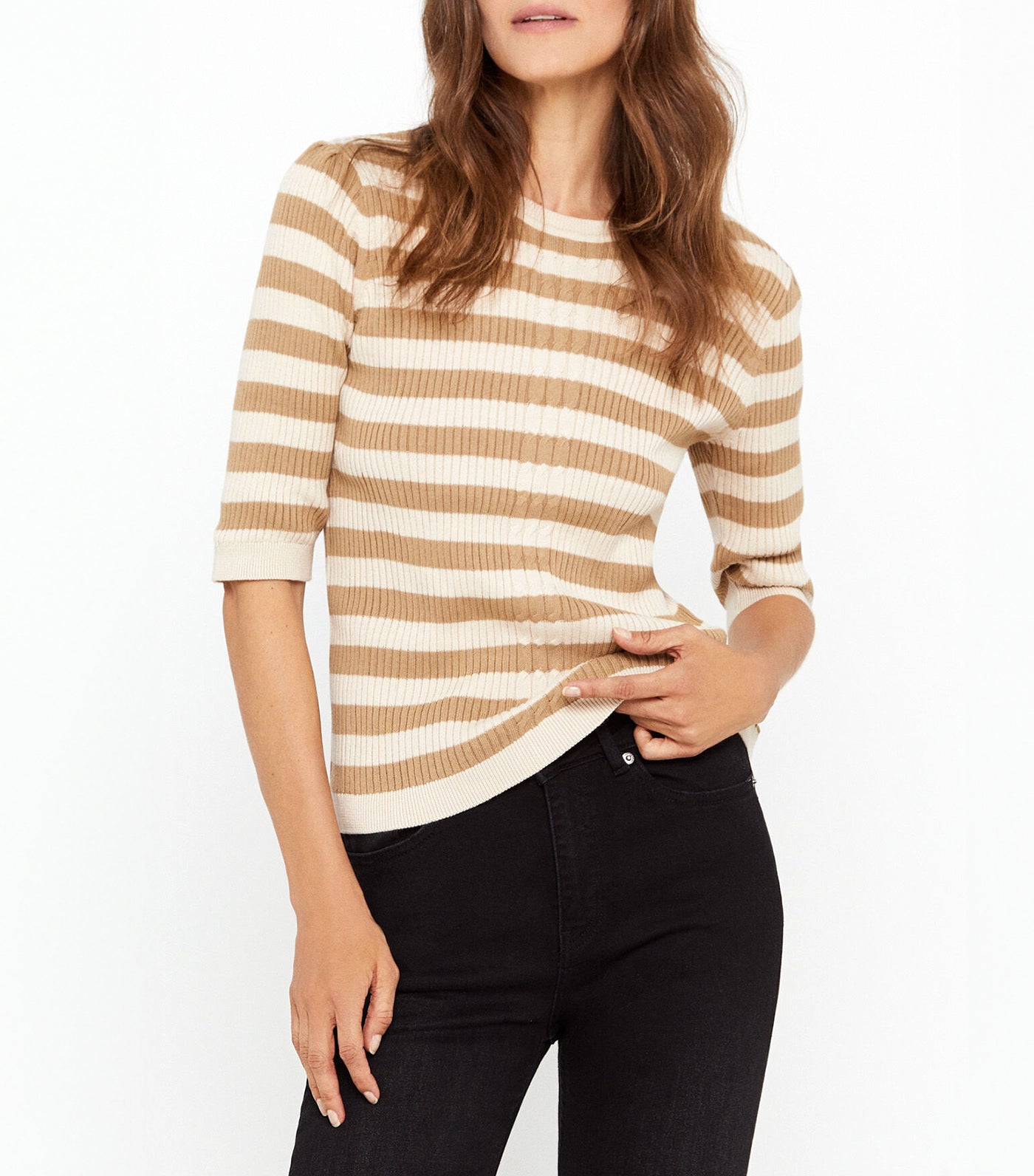 Ribbed Knit Jumper Beige