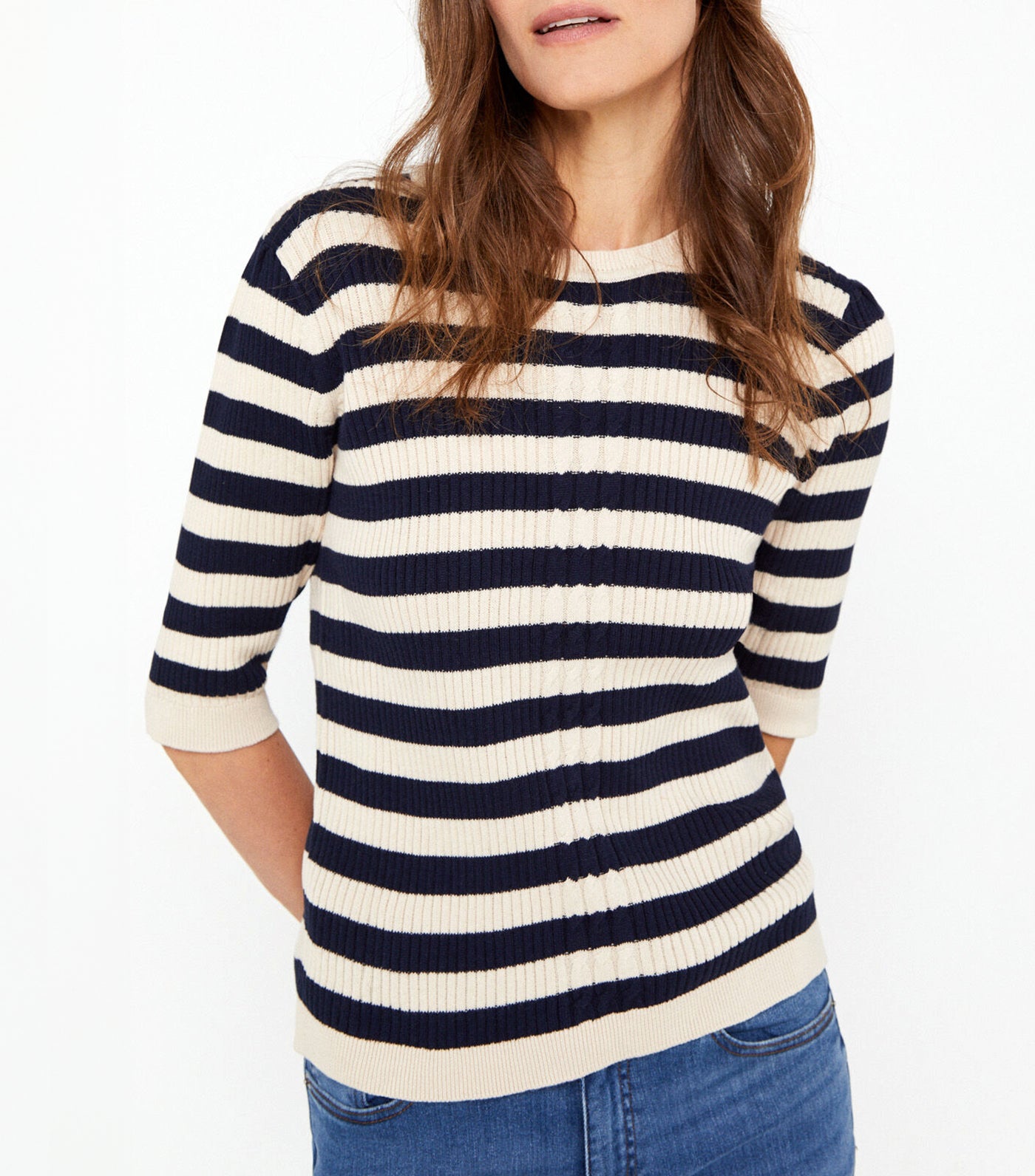 Ribbed Knit Jumper Navy