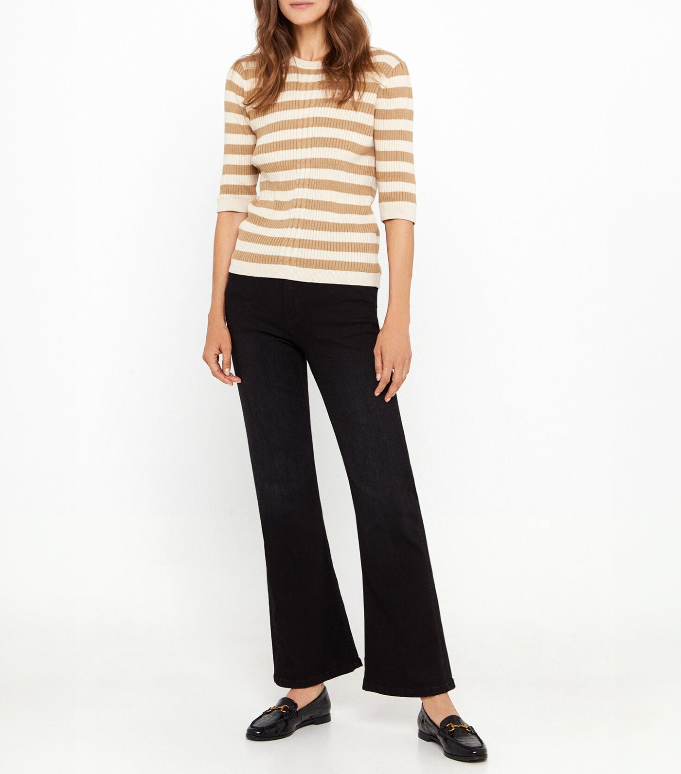 Ribbed Knit Jumper Beige