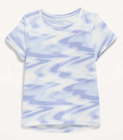 Softest Short-Sleeve Printed T-Shirt for Girls - Blue Overall