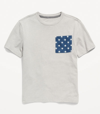 Softest Short-Sleeve Striped Pocket T-Shirt for Boys - Flag