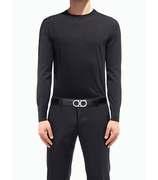 Reversible and Adjustable Gancini Belt Auburn Black