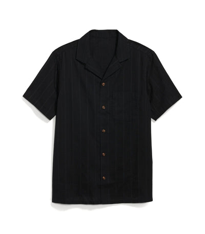 Short-Sleeve Textured Dobby Camp Shirt for Men Black Jack