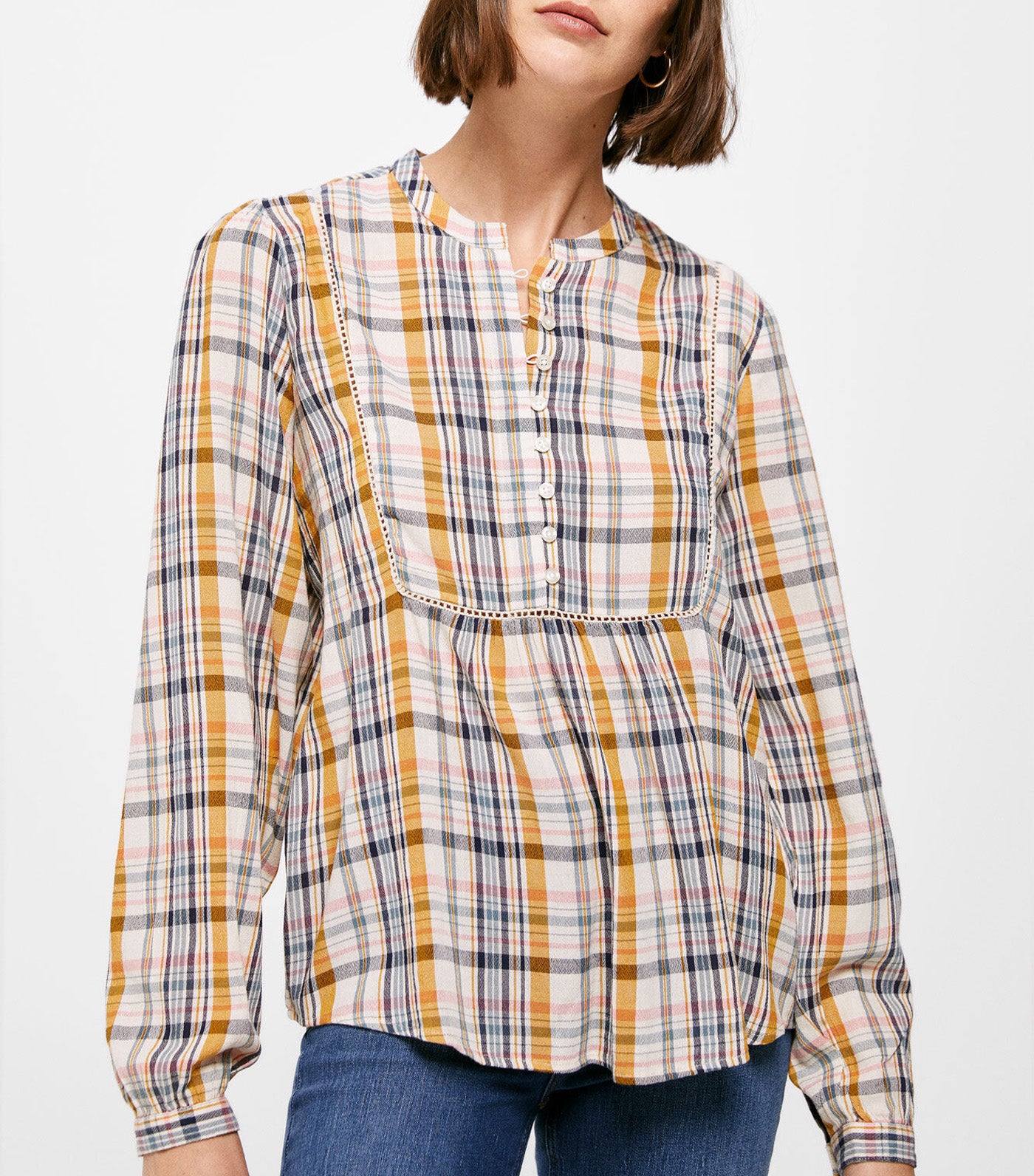 Checked Buttons Blouse Multicolor