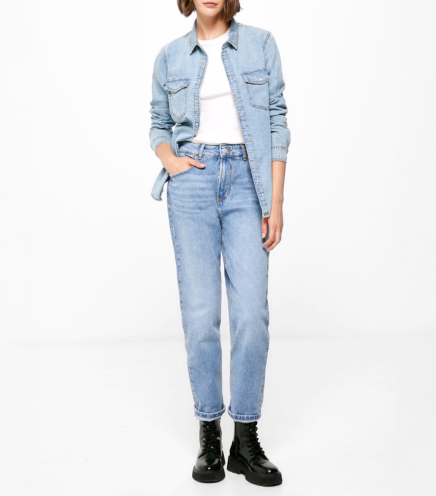 Cotton Mom Jeans Blue