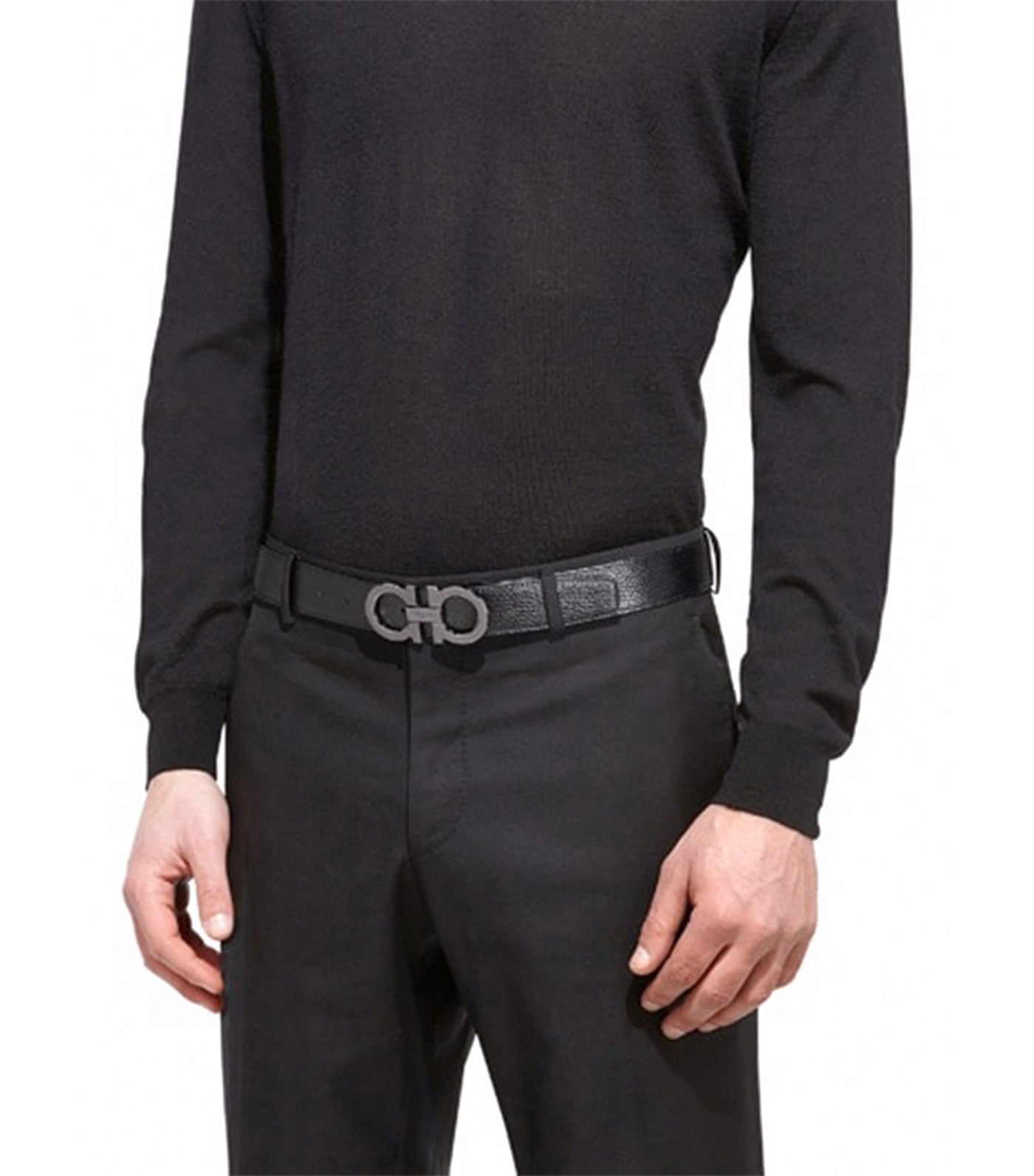 Reversible Adjustable Gancini Belt Calfskin