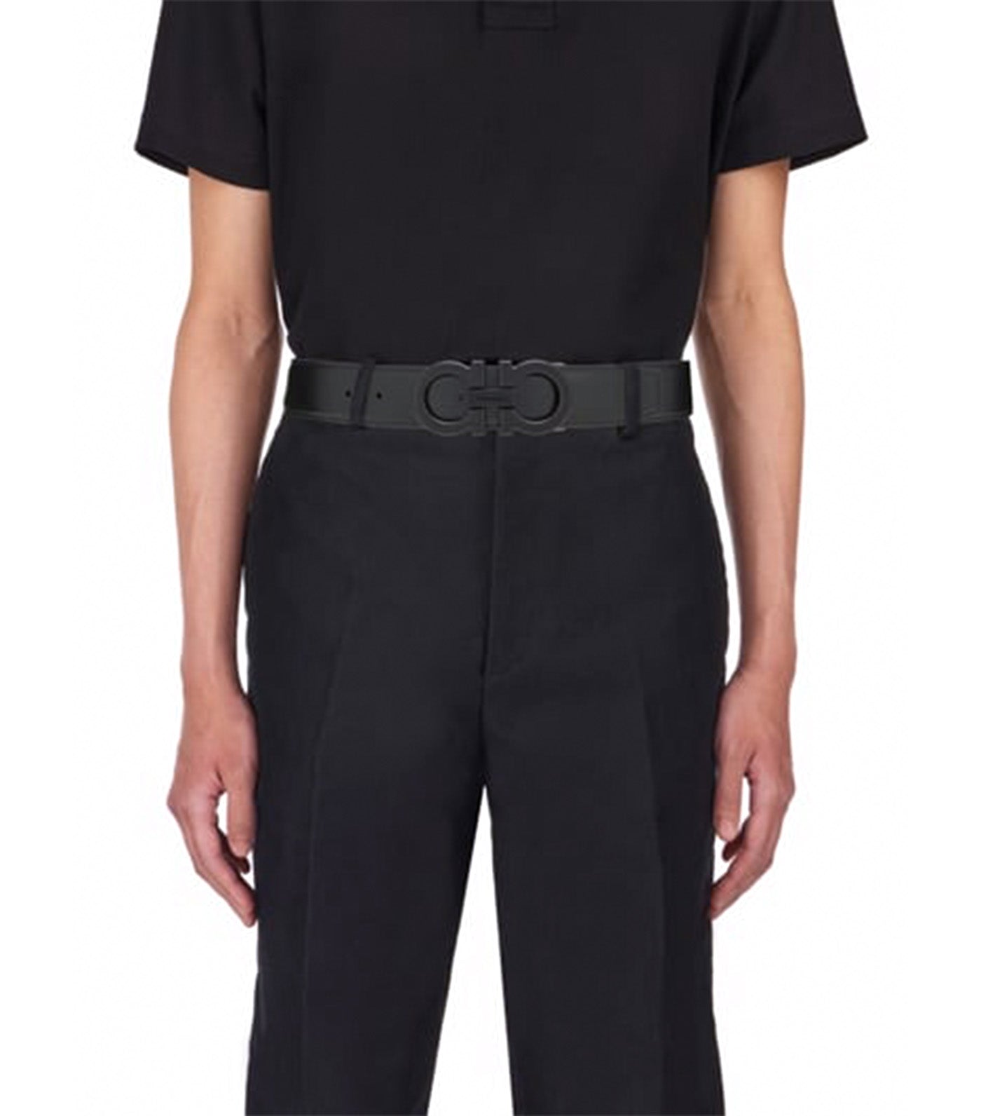 Reversible Adjustable Gancini Belt Calfskin