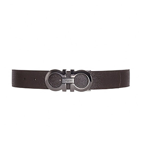 Reversible and Adjustable Gancini Belt Black/Testa Di Moro