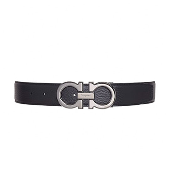 Reversible and Adjustable Gancini Belt Black/Dark Brown
