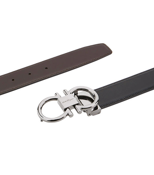 Reversible and Adjustable Gancini Belt Hickory Black
