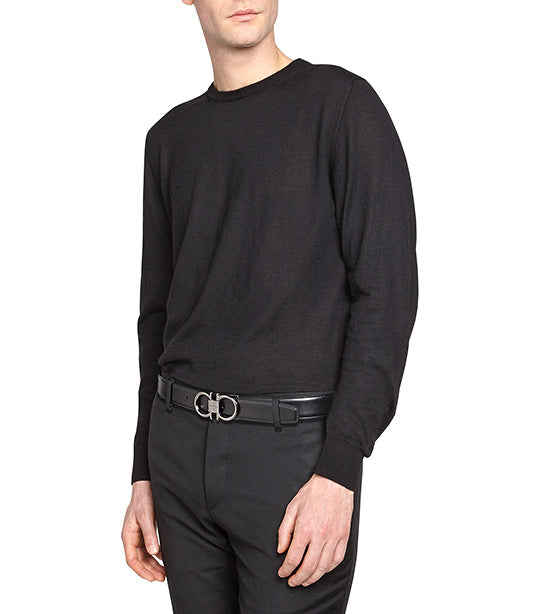 Reversible and Adjustable Gancini Belt Hickory Black