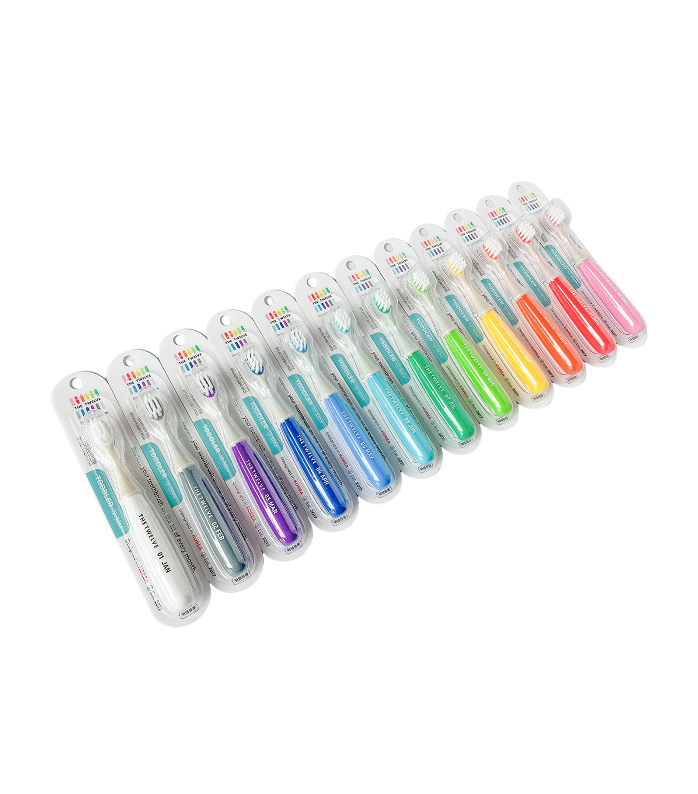 Toddler Toothbrush 12 Pcs Pastel Vivid