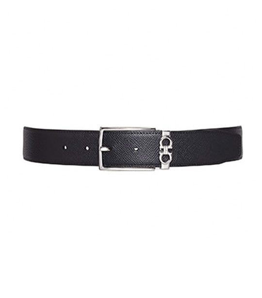 Reversible and Adjustable Gancini Belt Black/Testa Di Moro