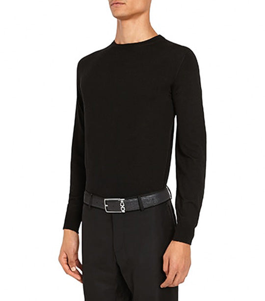 Reversible and Adjustable Gancini Belt Black/Testa Di Moro