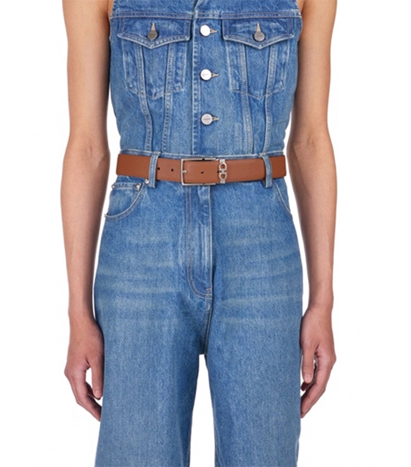 Reversible Adjustable Gancini Belt Calfskin