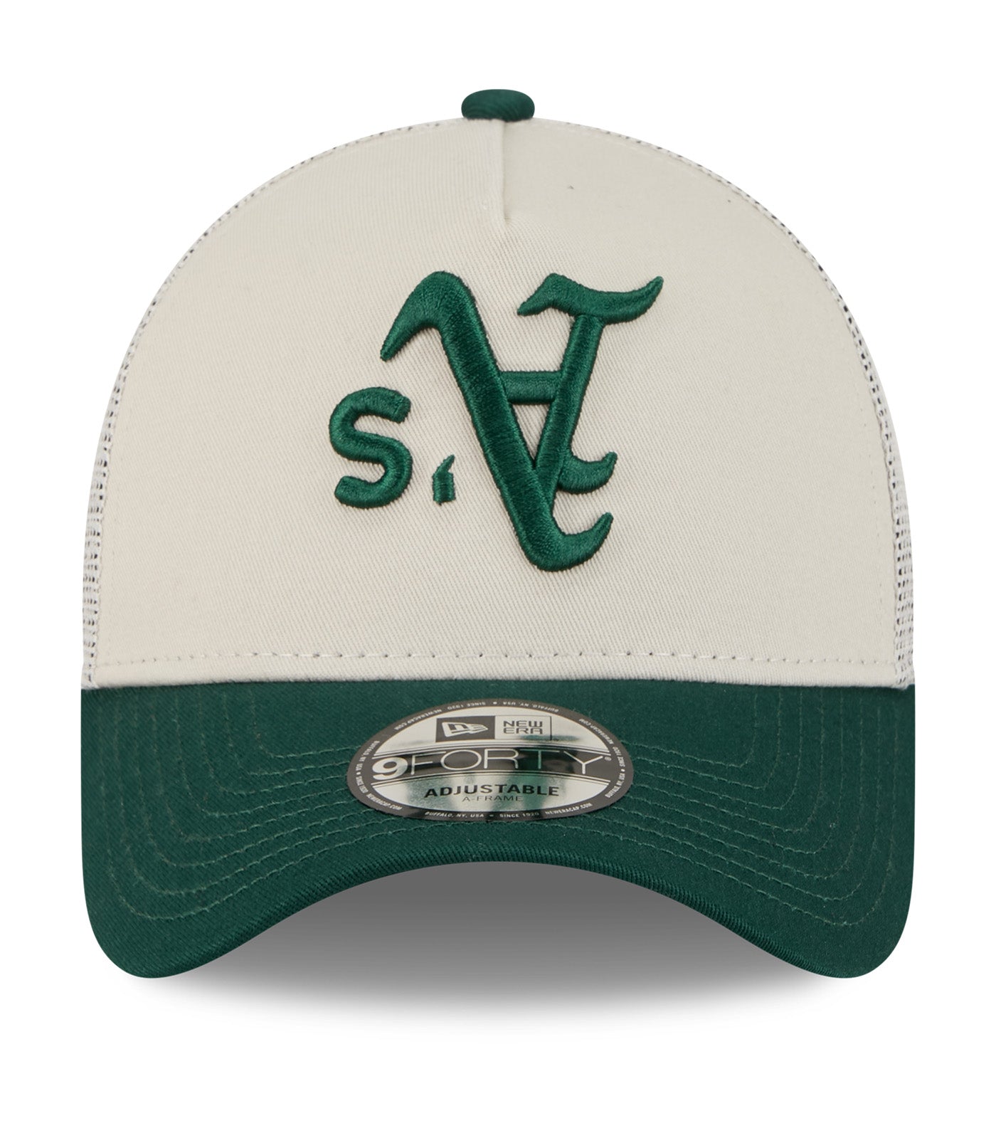 Oakland Athletics Upside Down 9FORTY A-Frame Trucker Cap Stone/Green