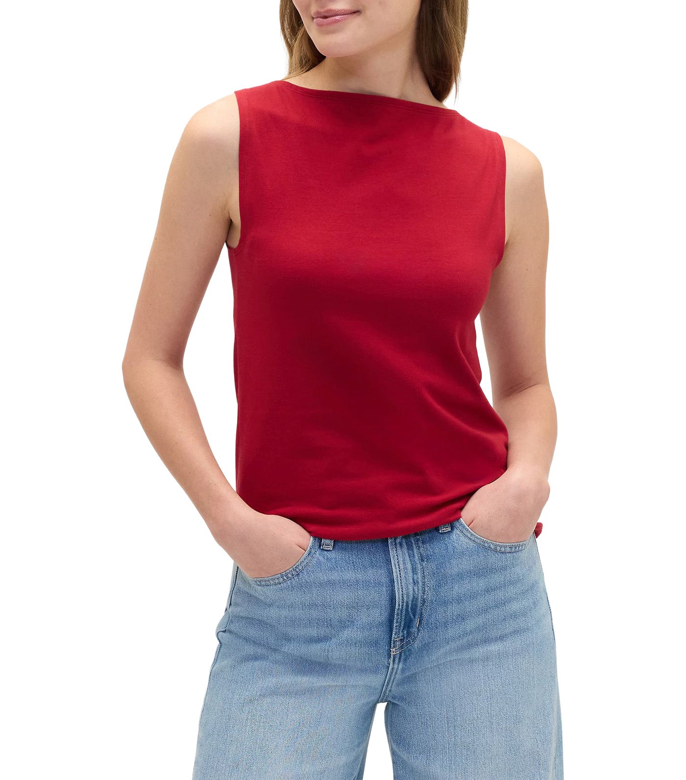 Ribbed Boatneck Tank Top