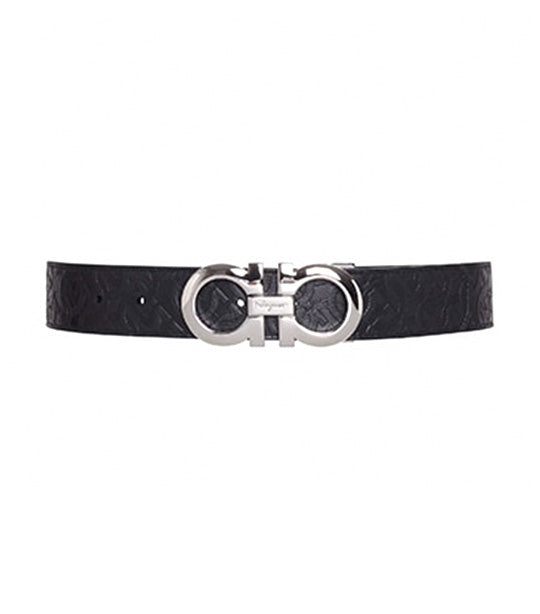 Reversible and Adjustable Gancini Belt Black