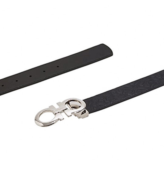 Reversible and Adjustable Gancini Belt Black
