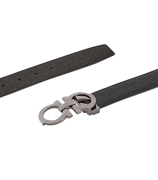 Reversible and Adjustable Gancini Belt Black
