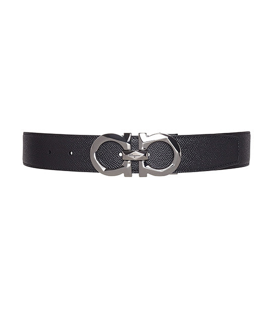Reversible and Adjustable Gancini Belt Black