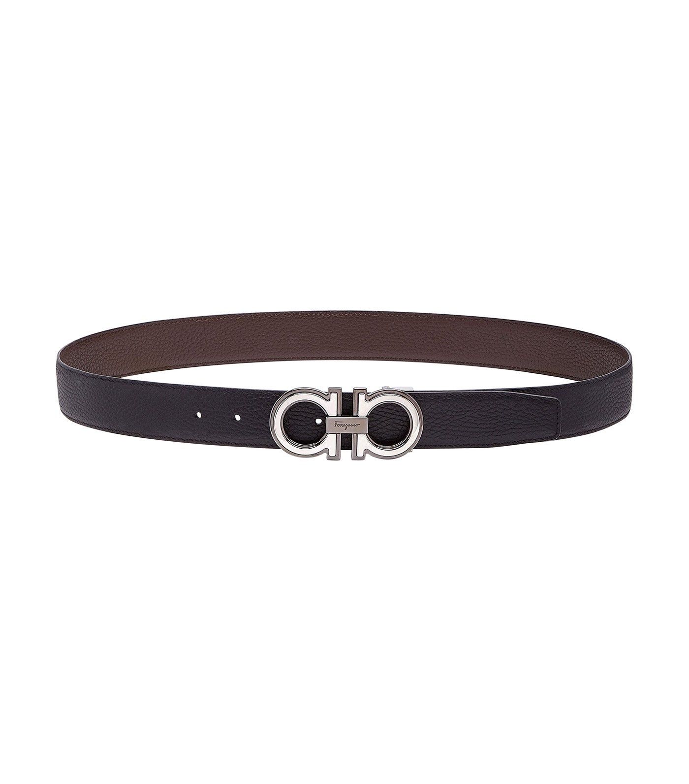 Reversible and Adjustable Gancini Belt Black/Brown